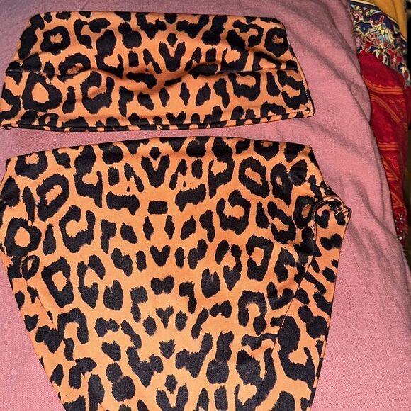 Pretty little Things Orange Cheetah Print High Waisted High Leg Bikini - Picture 5 of 7